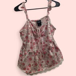 Adorable Pink Tank with Strawberry Print